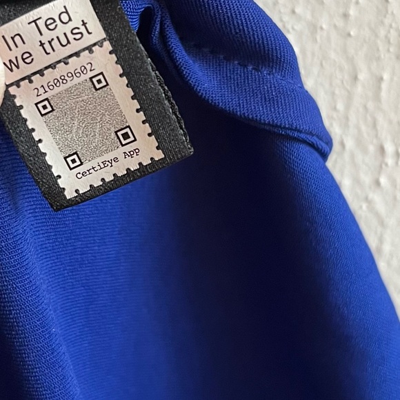 Ted Baker Dress Dark Blue Ivena Asymmetric Knit Bodice w/ Satin Skirt Sz 12 NWT - Picture 11 of 16